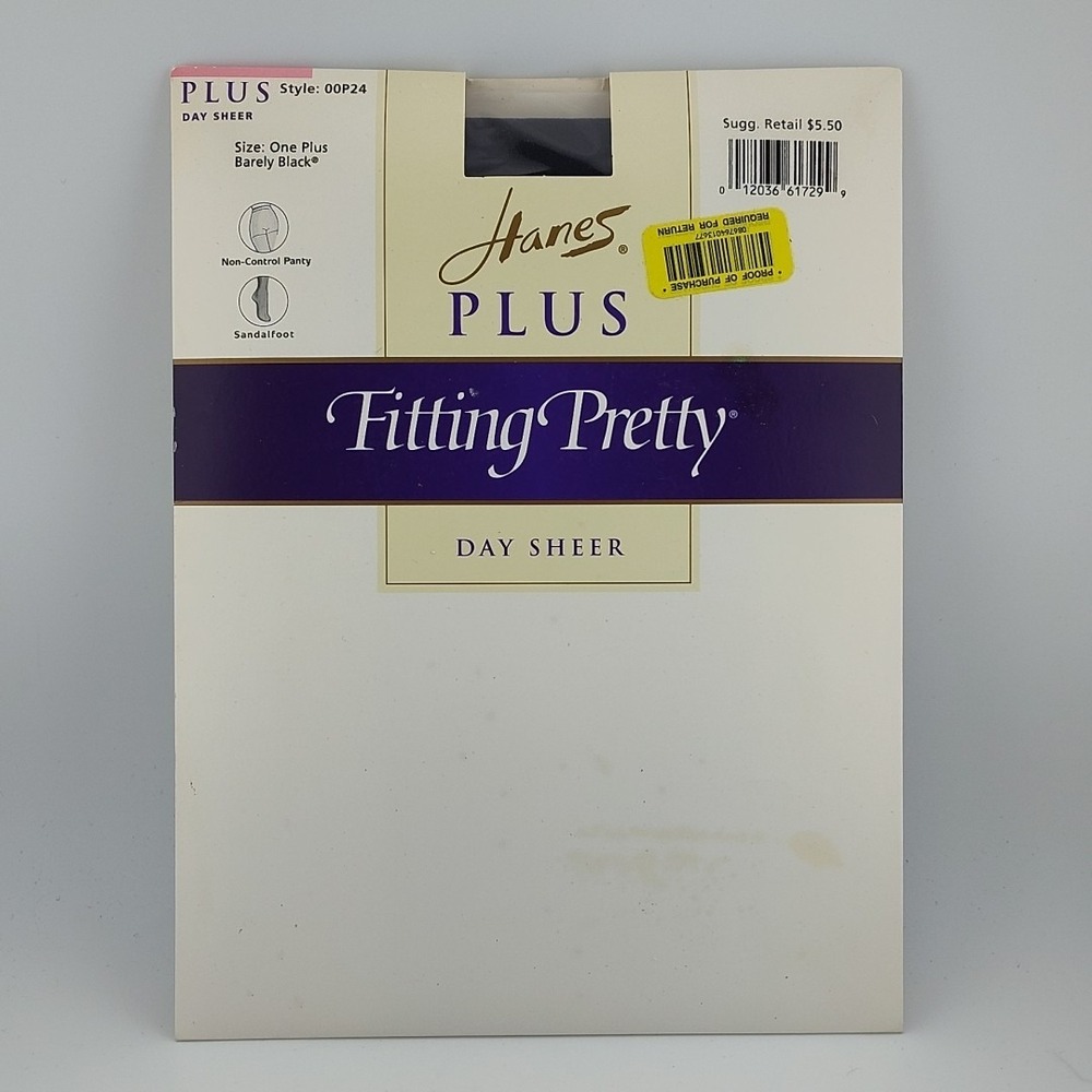 HANES PLUS Fitting Pretty Day Sheer Pantyhose Barely Black 00P24 Sz one Plus